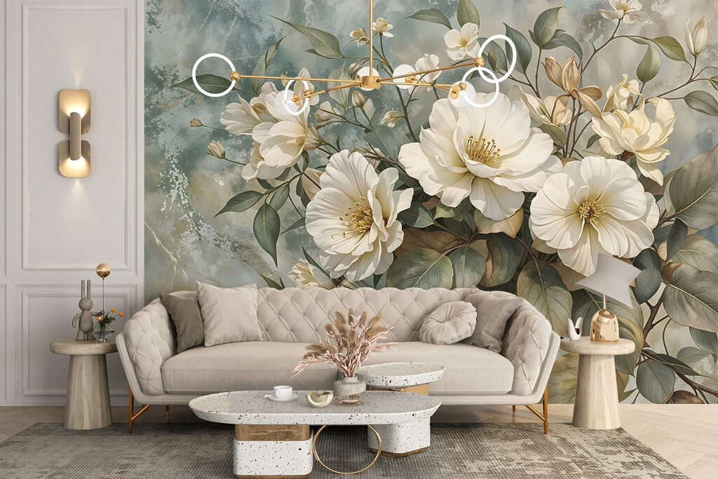 Wit boeket met bladgroen — interieur 6