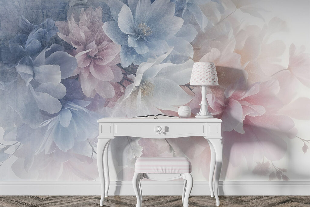 Pastelbloemen in een kleurwolk — interieur 1