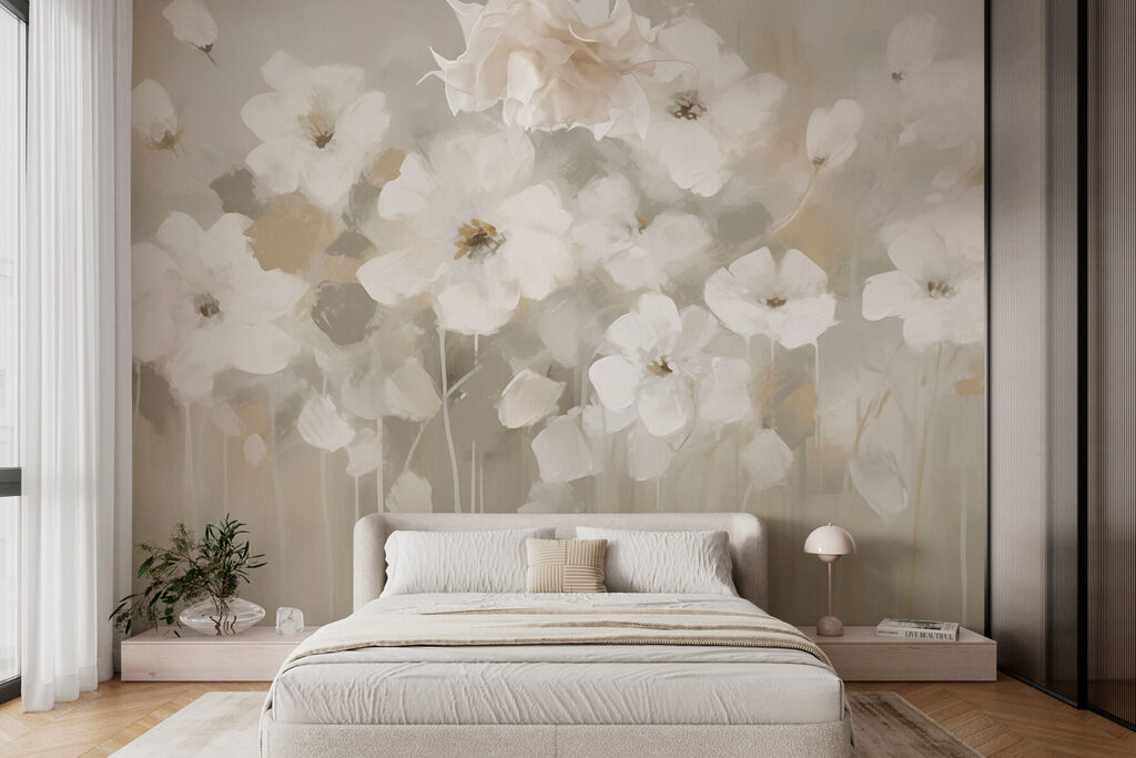 Schilderij van witte bloemen — interieur 1