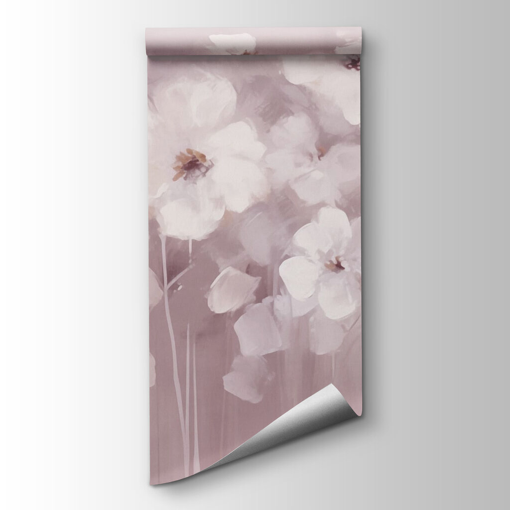 Witte bloemen boven kleurstrepen — productweergave