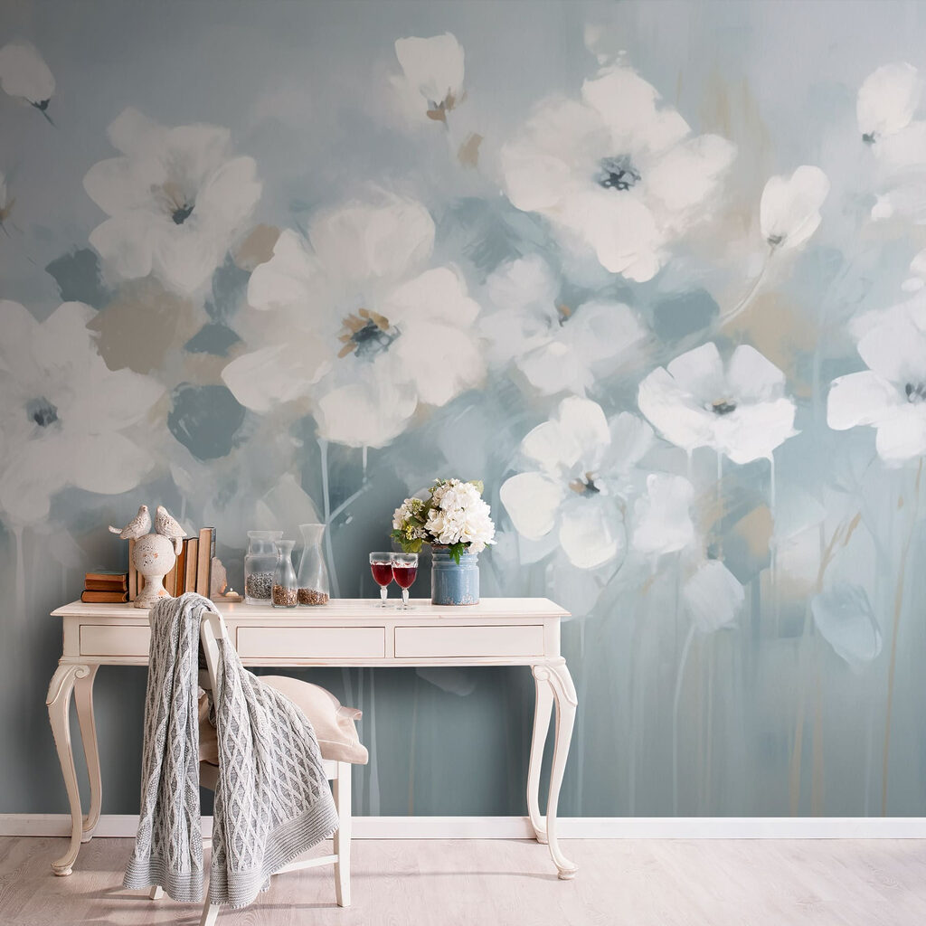 Schilderij van witte bloemen — interieur 1