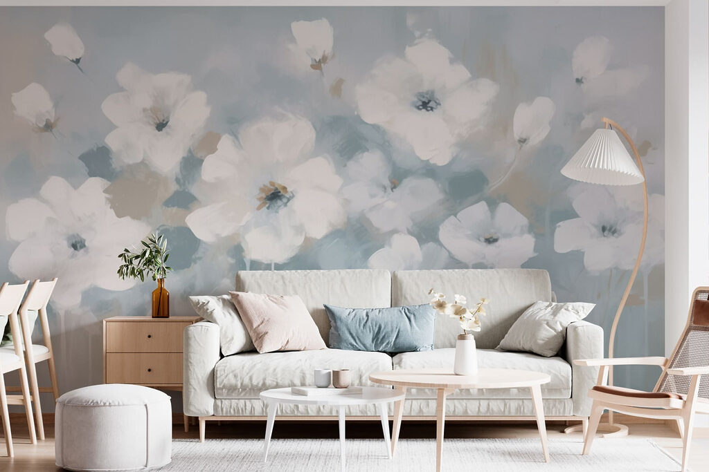 Schilderij van witte bloemen — interieur 2