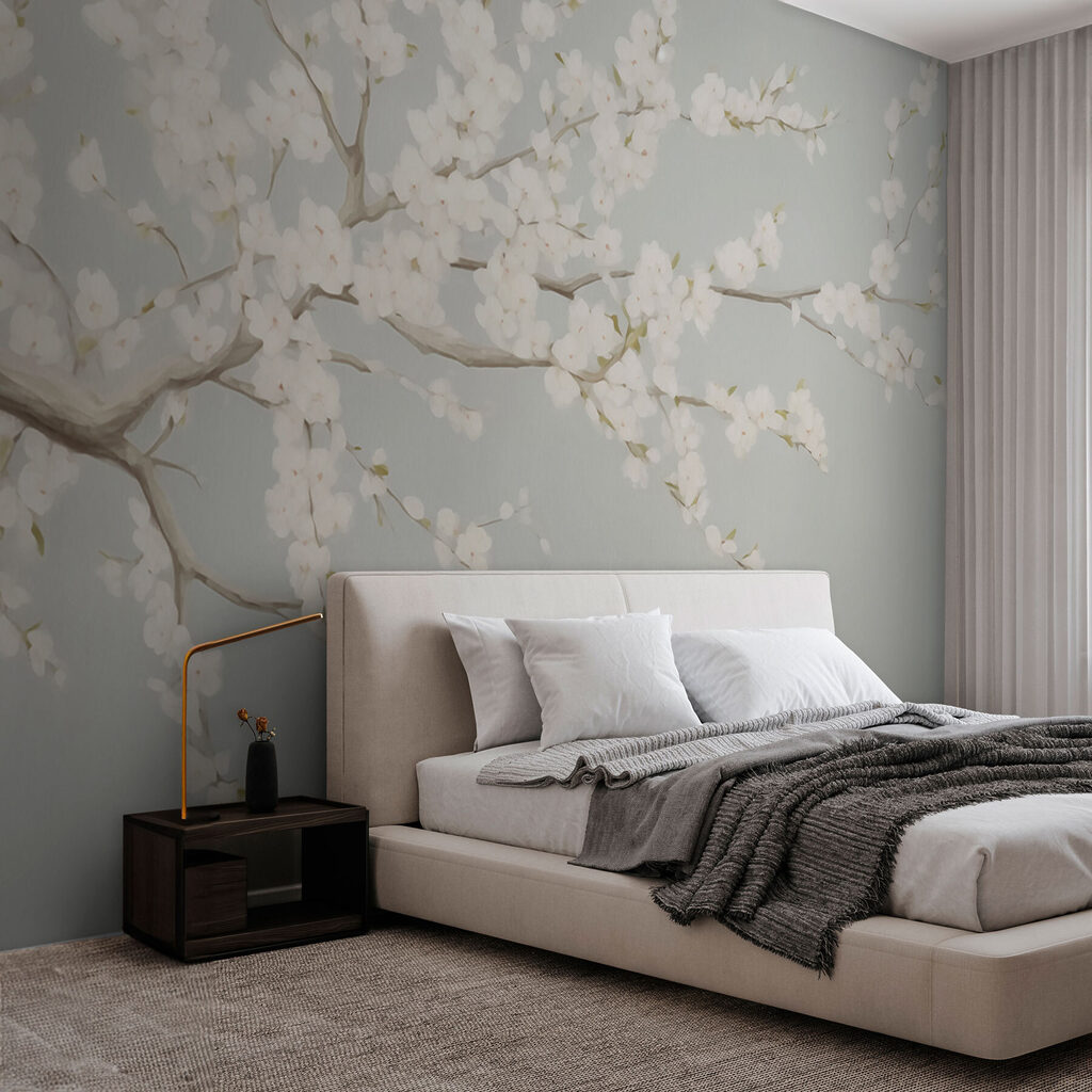 Schilderij van een boom met witte bloemen — interieur 2