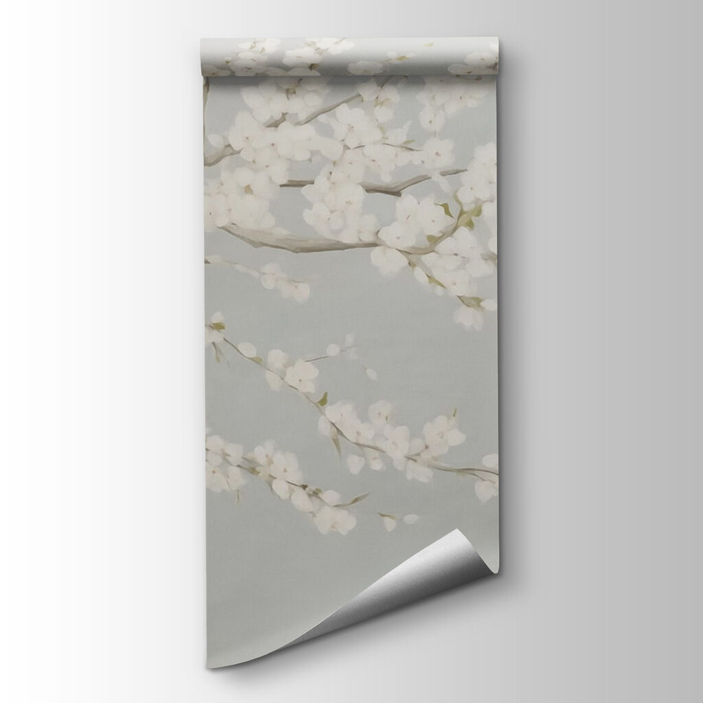 Schilderij van een boom met witte bloemen — productweergave