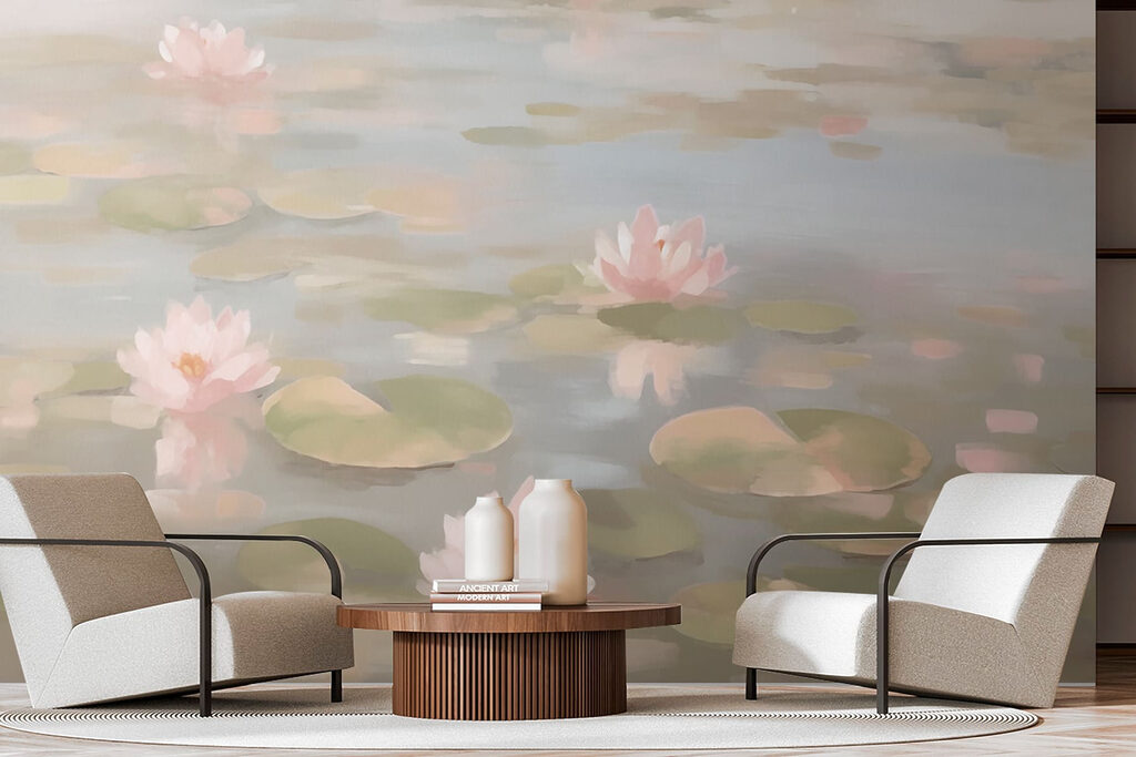 Roze lotussen op water — interieur 3