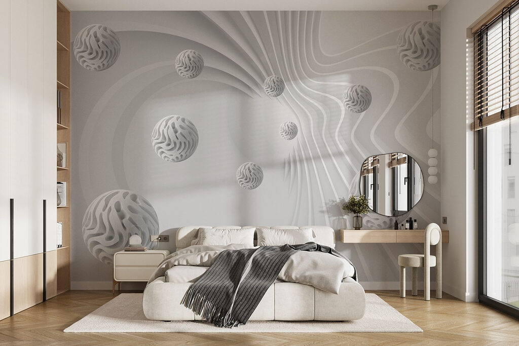 Witte bollen tussen lijnbanen — interieur 1