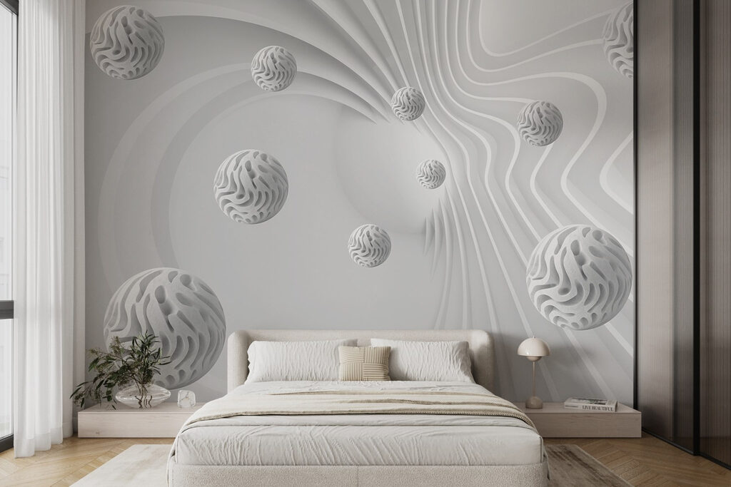Witte bollen tussen lijnbanen — interieur 2
