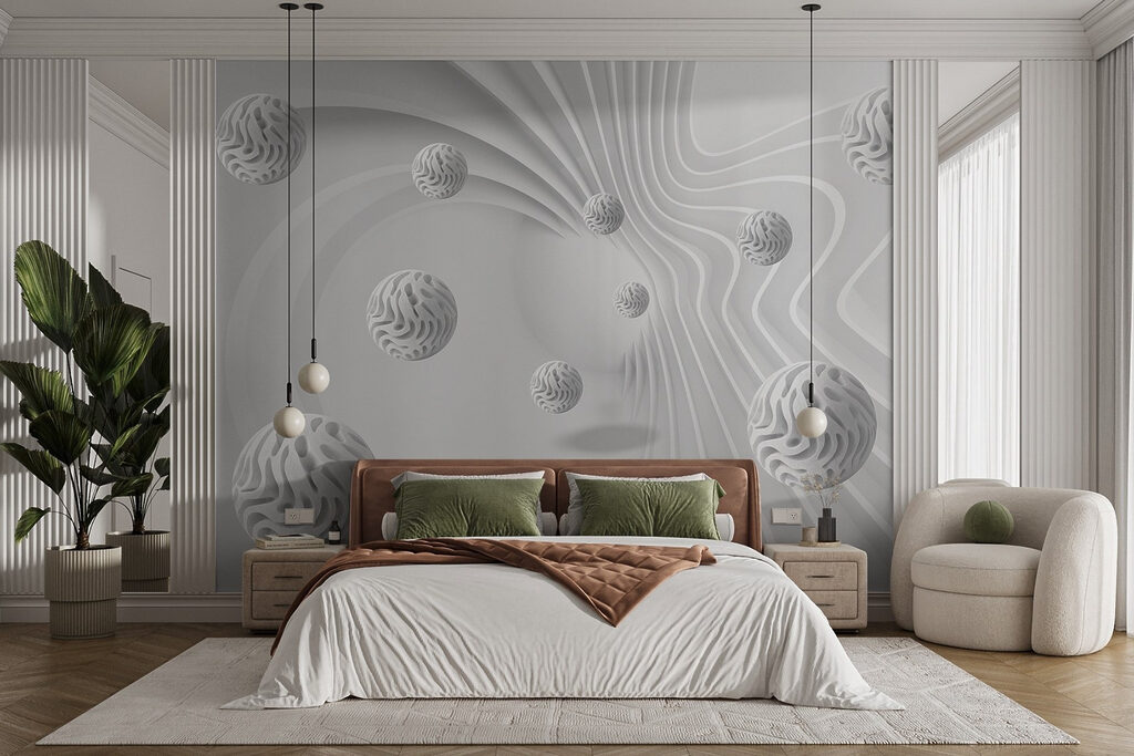 Witte bollen tussen lijnbanen — interieur 3