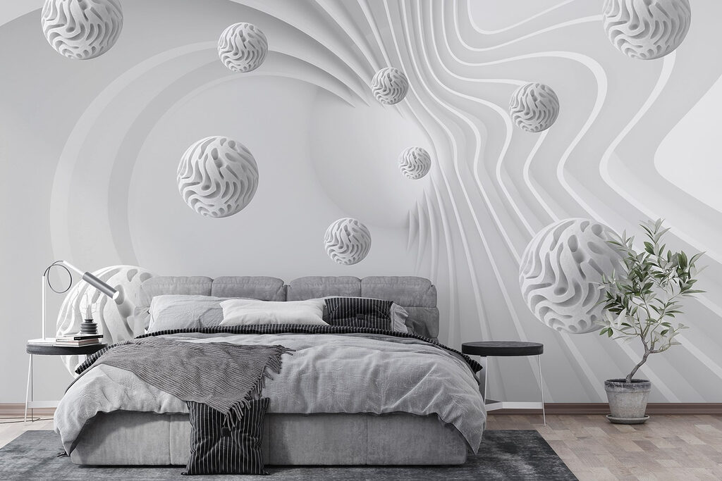 Witte bollen tussen lijnbanen — interieur 4