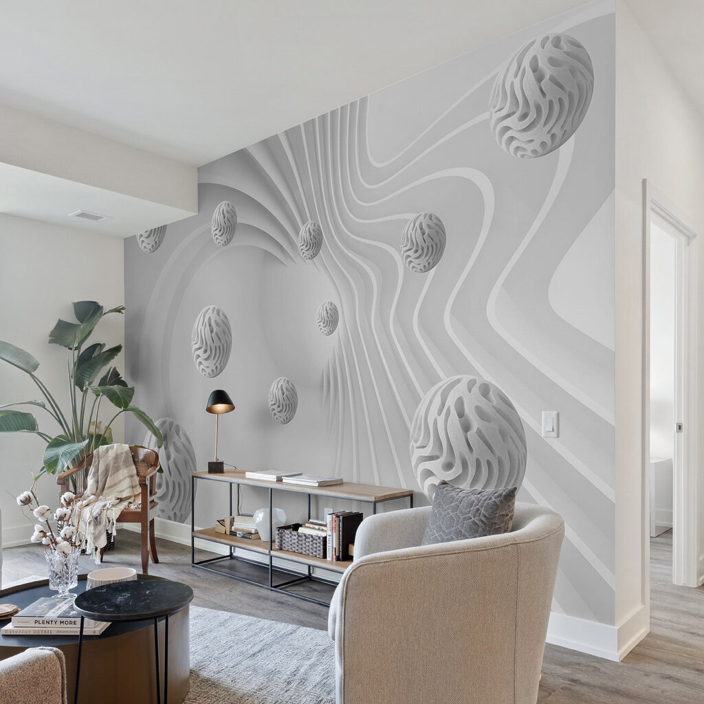 Witte bollen tussen lijnbanen — interieur 7