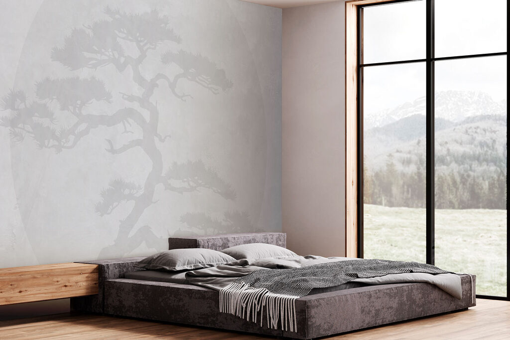 Boomsilhouet in een lichtkring — interieur 1