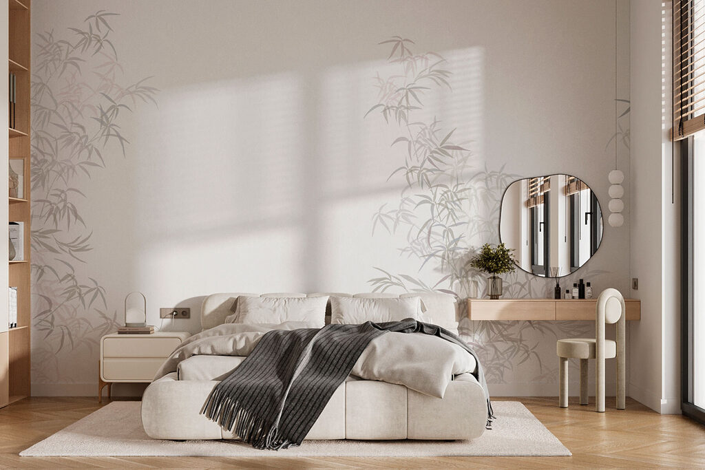 Fijne bamboe langs wit — interieur 1