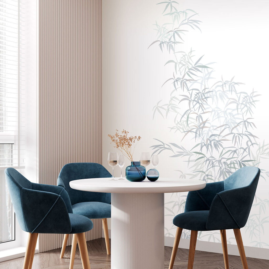 Bamboeblaadjes omlijsten open ruimte — interieur 1