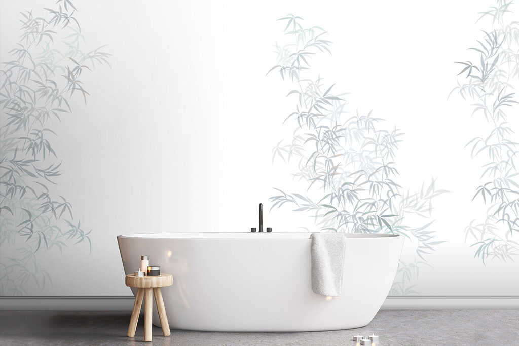 Bamboeblaadjes omlijsten open ruimte — interieur 2