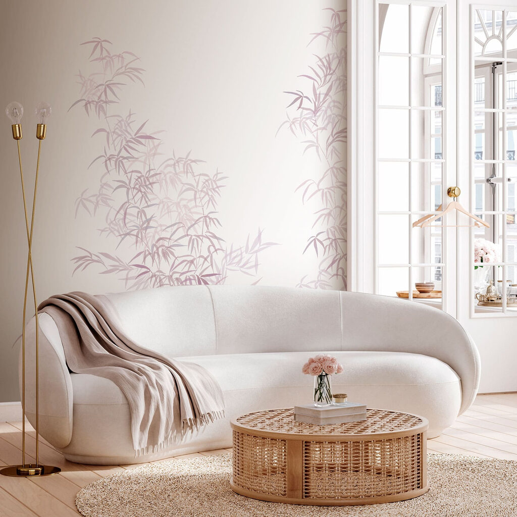 Bamboeblaadjes omlijsten open ruimte — interieur 1
