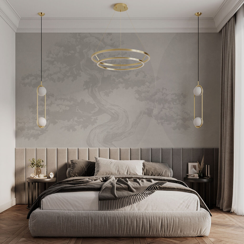 Twee bomen op lichtgrijs — interieur 3