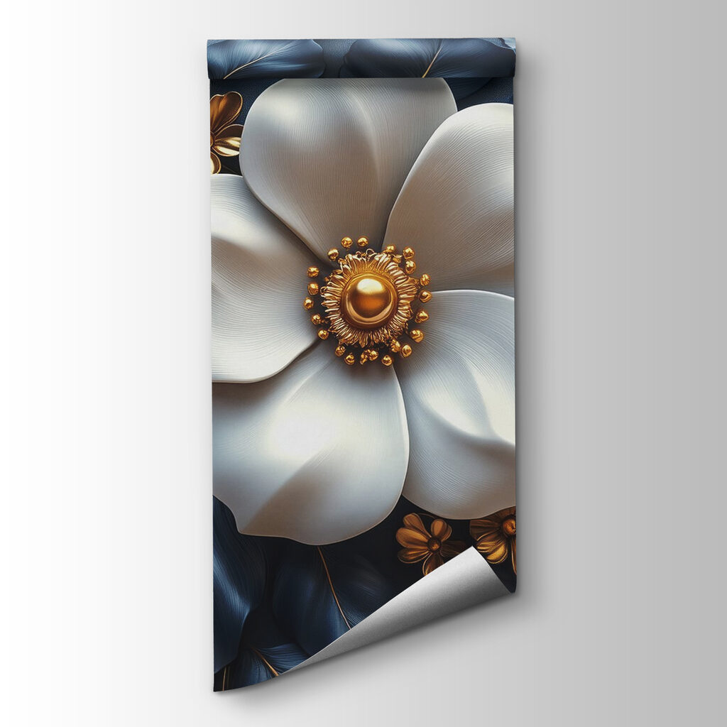 Witte bloemen op nachtblauw — productweergave