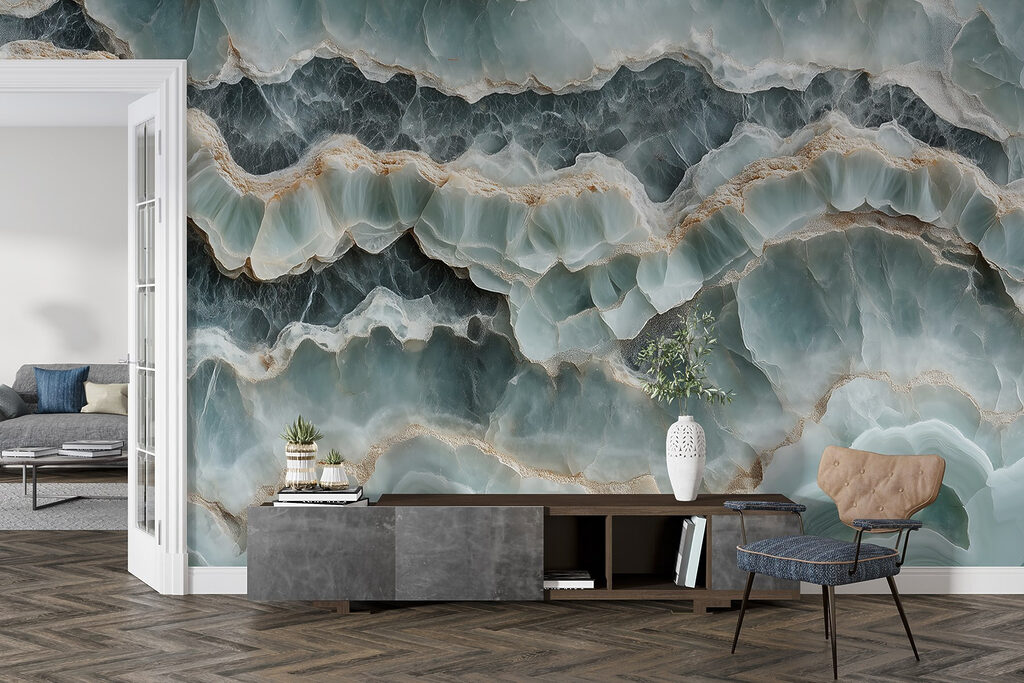 Groene rotslagen met goudaders — interieur 4