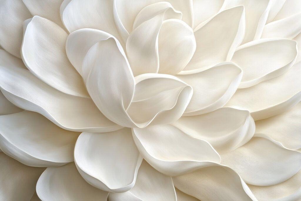 Witte bloem als sculptuur — volledig ontwerp