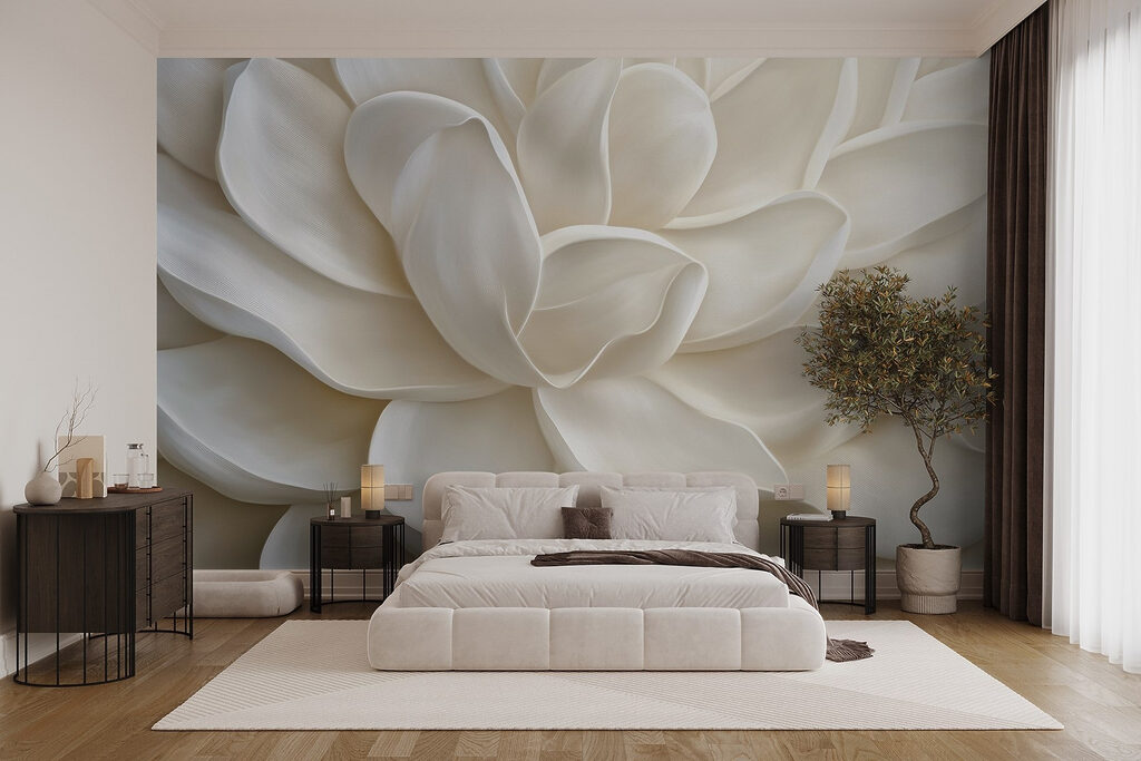 Witte bloem als sculptuur — interieur 1