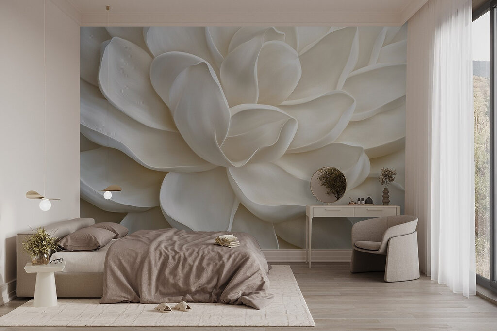 Witte bloem als sculptuur — interieur 2