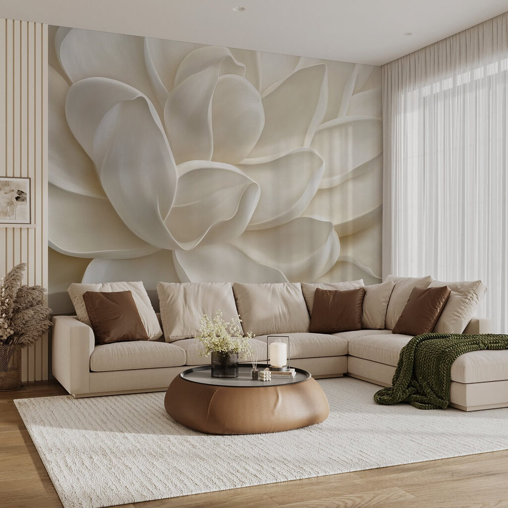 Witte bloem als sculptuur — interieur 3