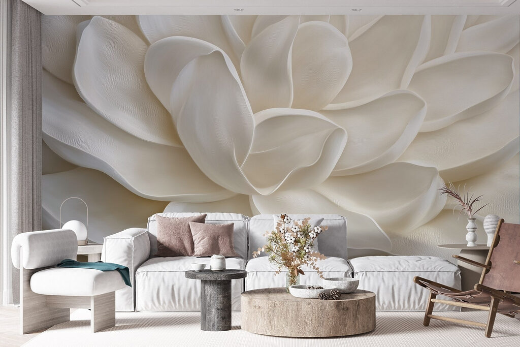 Witte bloem als sculptuur — interieur 4