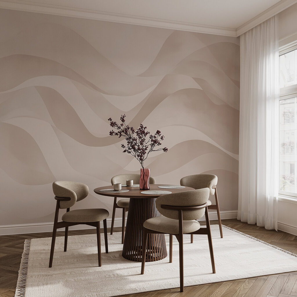 Witte en roze achtergrond met golvende lijnen — interieur 3