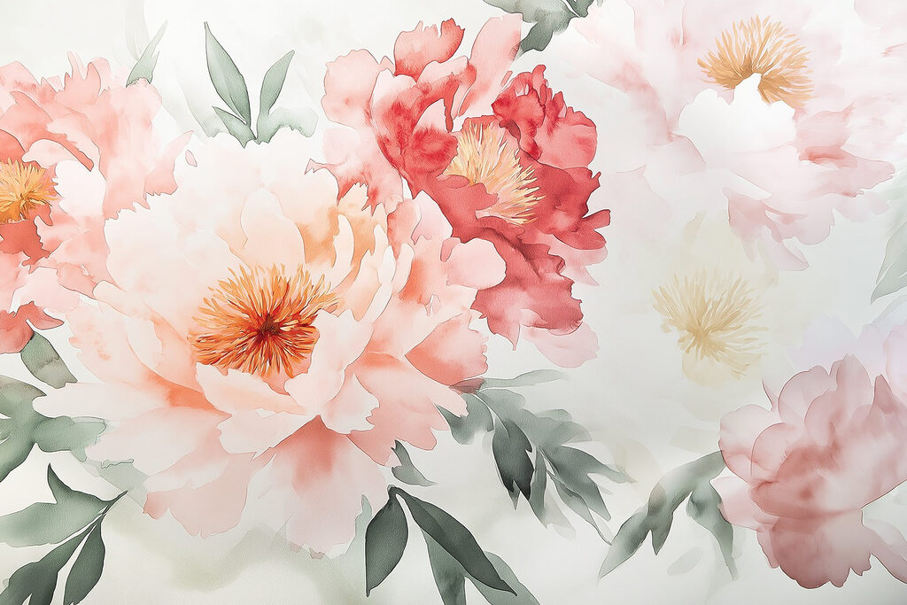 Prachtige bloemen in zachte tinten — volledig ontwerp