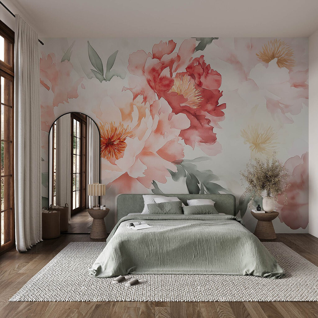 Prachtige bloemen in zachte tinten in een interieur