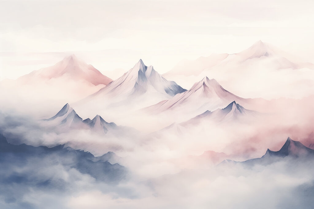 Bergketen met wolken — volledig ontwerp