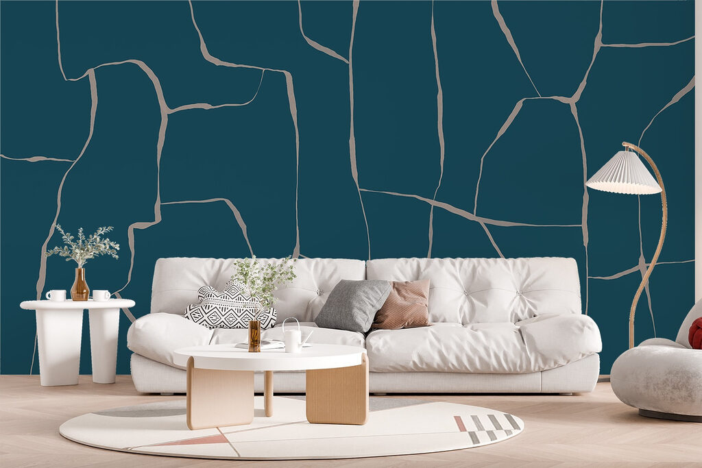 Blauw en wit scheurpatroon — interieur 3