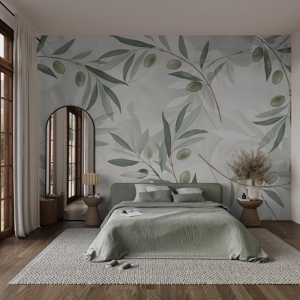Olijftakken als lichte bladprint — interieur 3