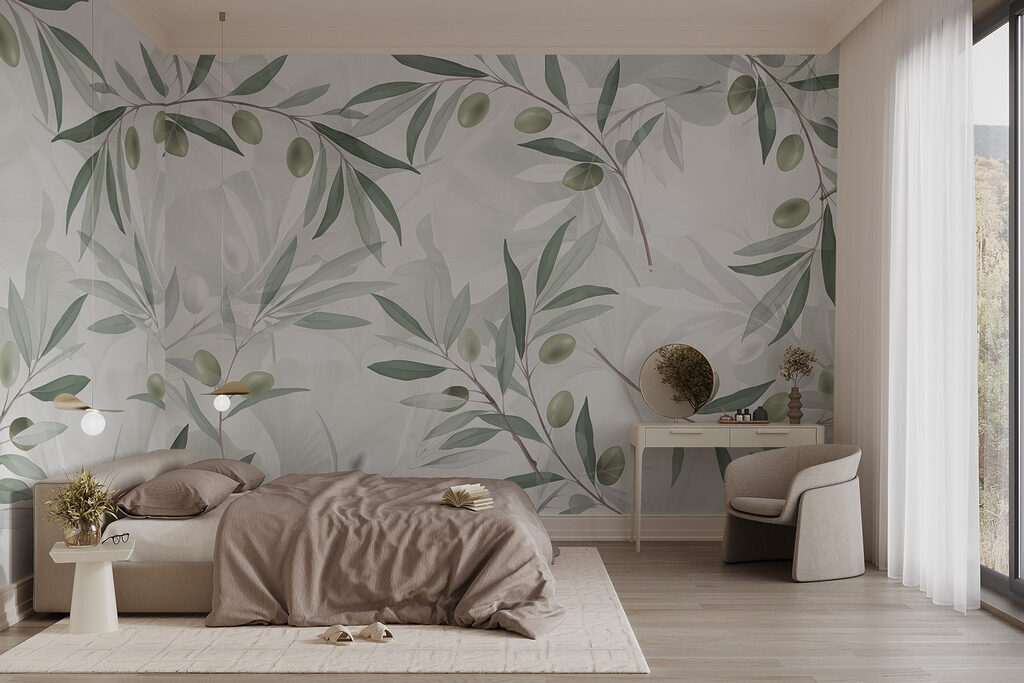 Olijftakken als lichte bladprint — interieur 4