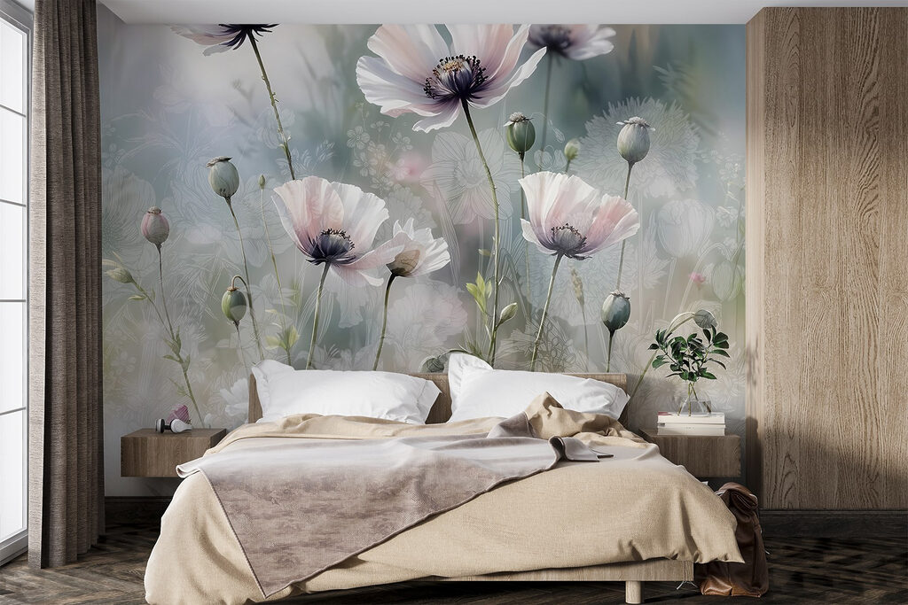 Witte bloemen in ochtendmist — interieur 5