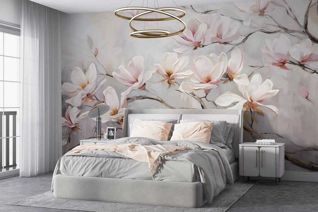 Witte bloemen aan takken — interieur 3