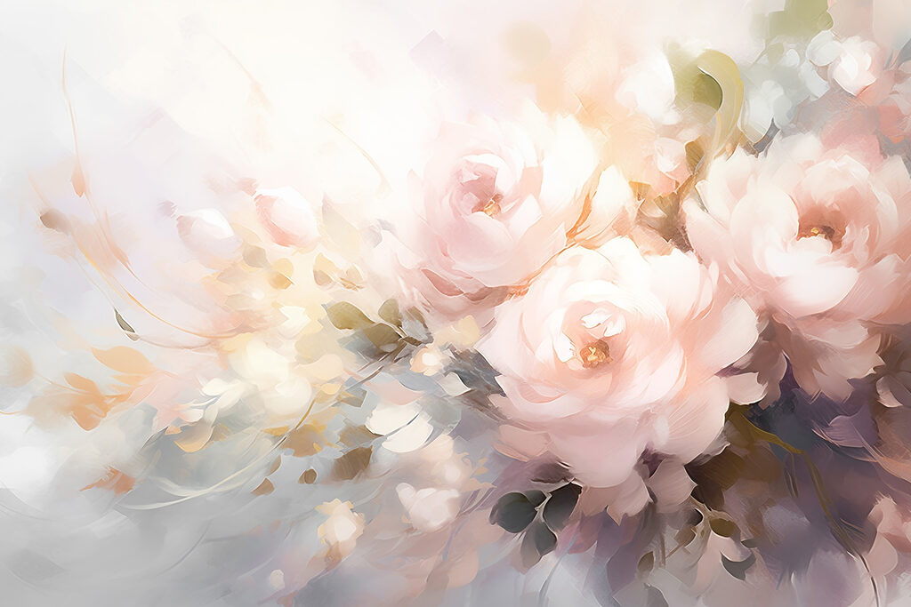 Roze bloemen in lichtverf — volledig ontwerp