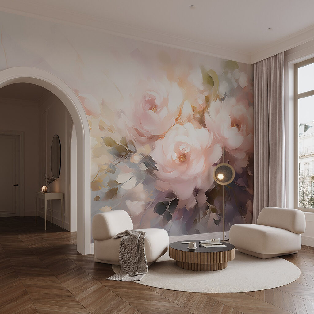 Roze bloemen in lichtverf — interieur 2