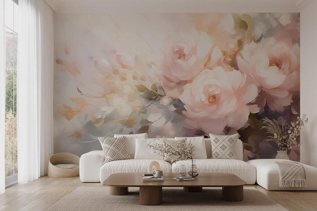 Roze bloemen in lichtverf — interieur 3