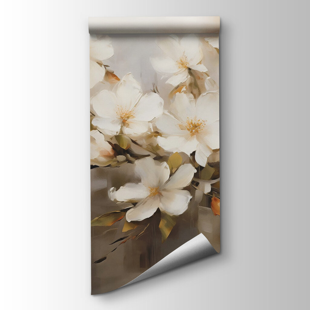 Witte bloesem in olieverf — productweergave