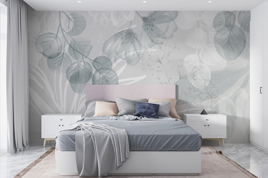 Ronde bladeren boven palmstrepen — interieur 1