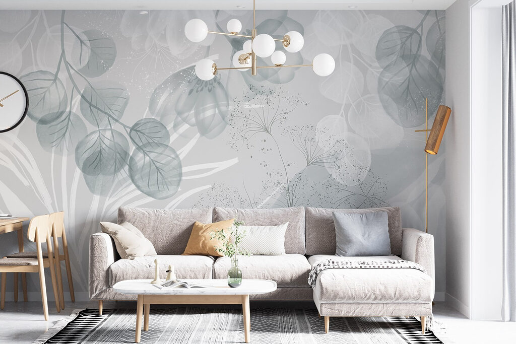 Ronde bladeren boven palmstrepen — interieur 4