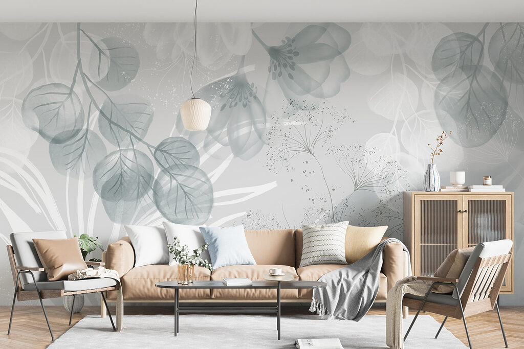 Ronde bladeren boven palmstrepen — interieur 5