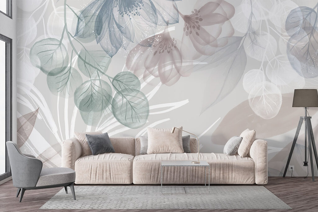 Delicate bloemmotieven in zachte tinten — interieur 3