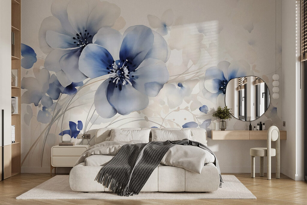 Fijne stelen, blauwe bloemen — interieur 2