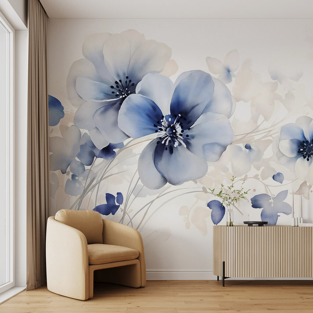 Fijne stelen, blauwe bloemen — interieur 4