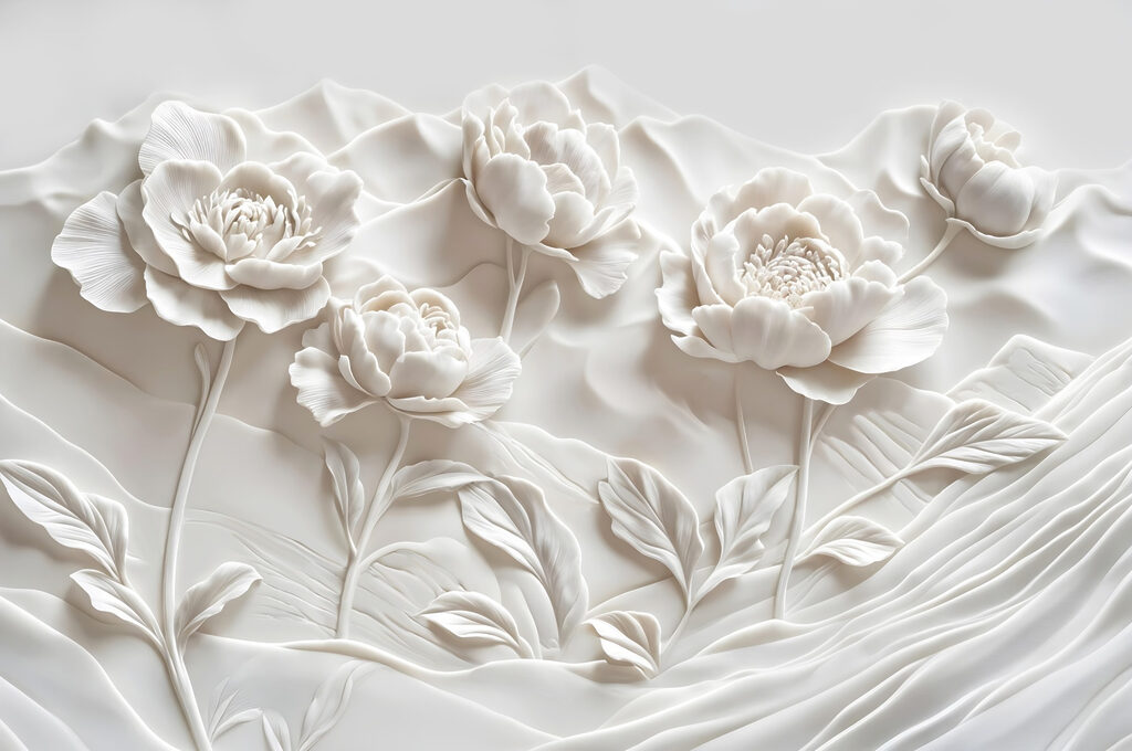 Witte bloementuin in lagen — volledig ontwerp