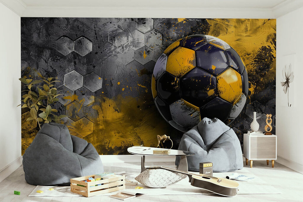 Zwarte voetbal met oker — interieur 2