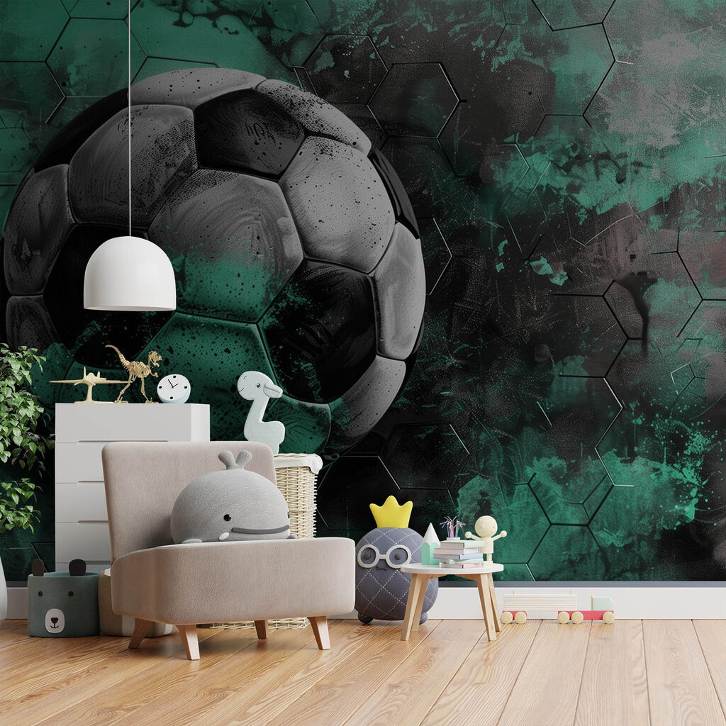 Voetbal op een groene en zwarte achtergrond — interieur 2