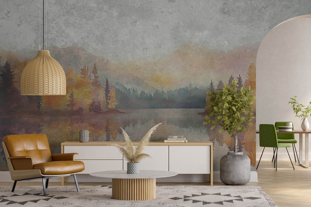 Herfstbos weerspiegelt in water — interieur 1